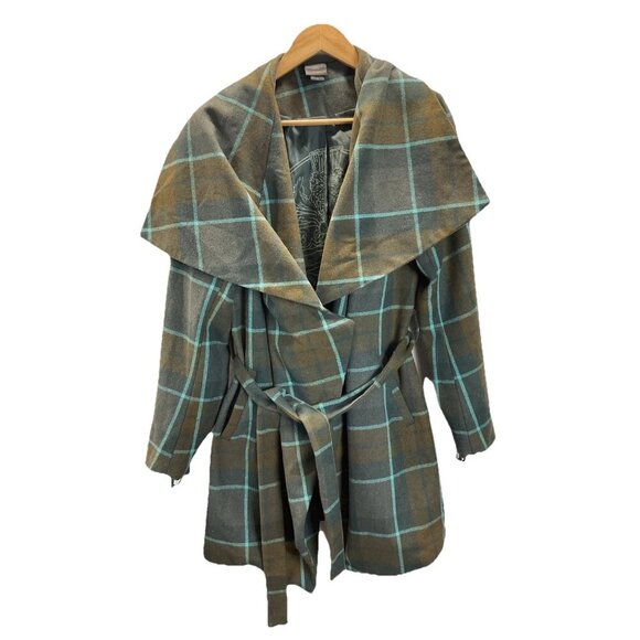 Outlander hot topic Plaid wool blend Belted‎ Wrap Coat size 1 - Picture 1 of 9